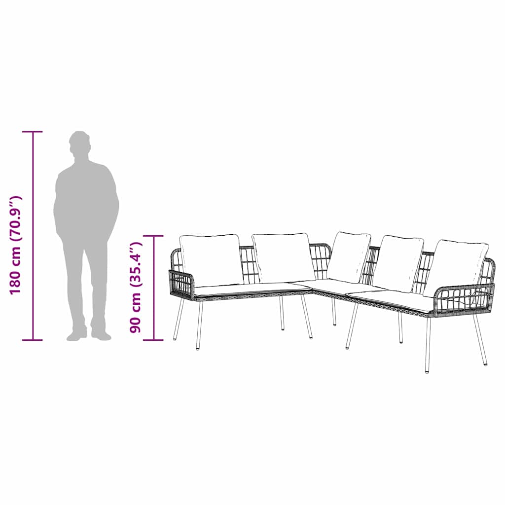 Sofa with Cushion Brown x x Metal